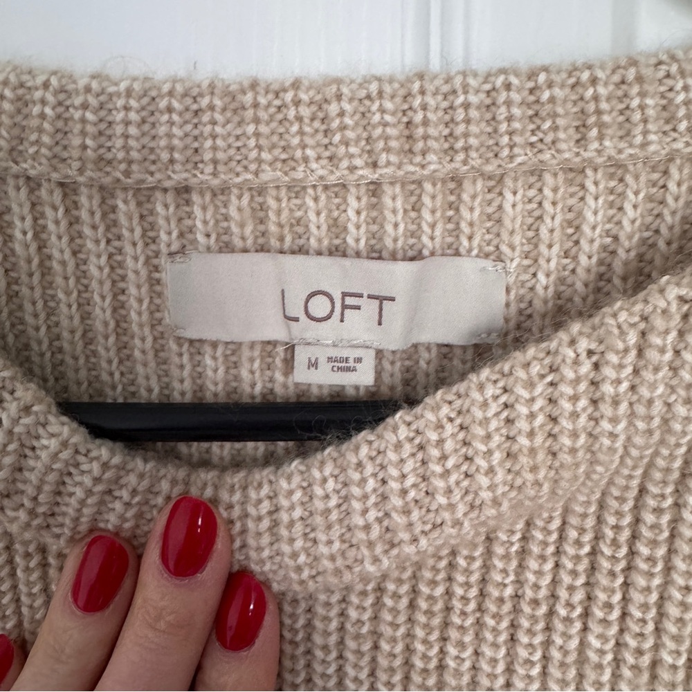 Loft Ribbed-Knit Wool-Blend Tunic Sweater - Picture 3 of 5
